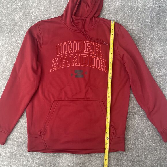 Under Armour Hoodie Mens Medium Red Hooded Pullover Sweatshirt Sweater Jumper - Picture 6 of 7